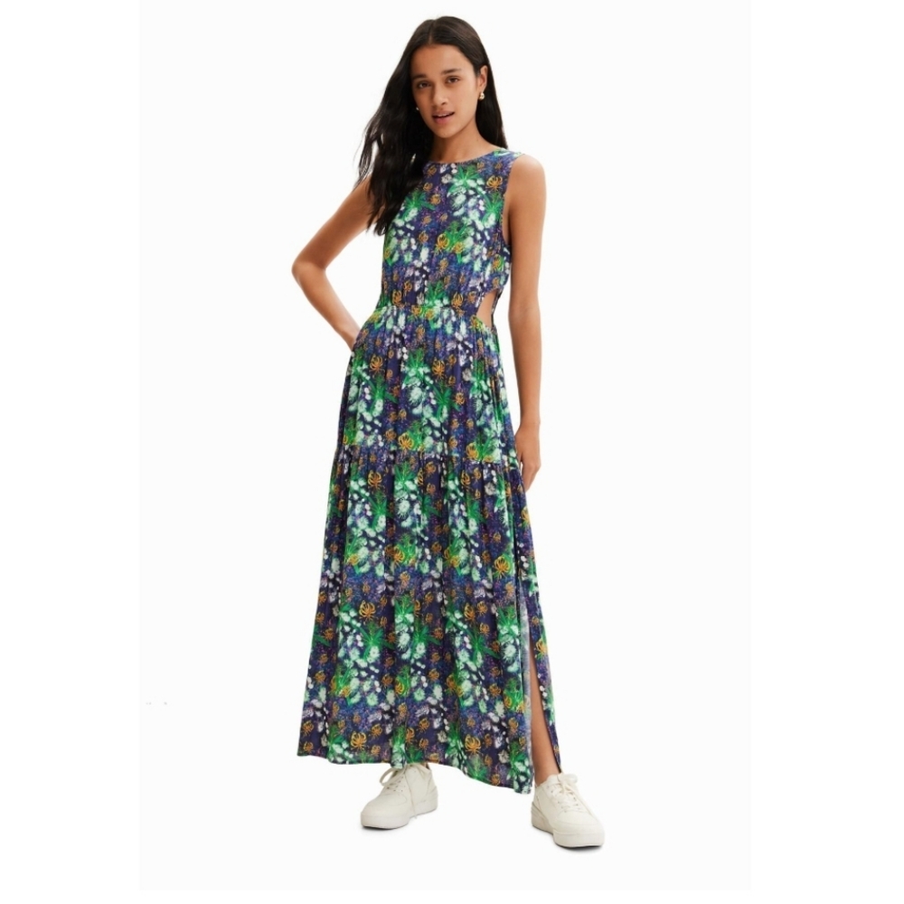 Desigual Maxi Cut-Out Floral Dress EUC